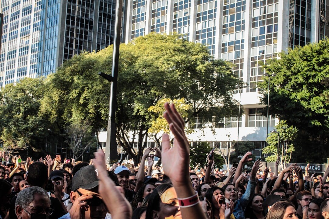 young people at political rally in city