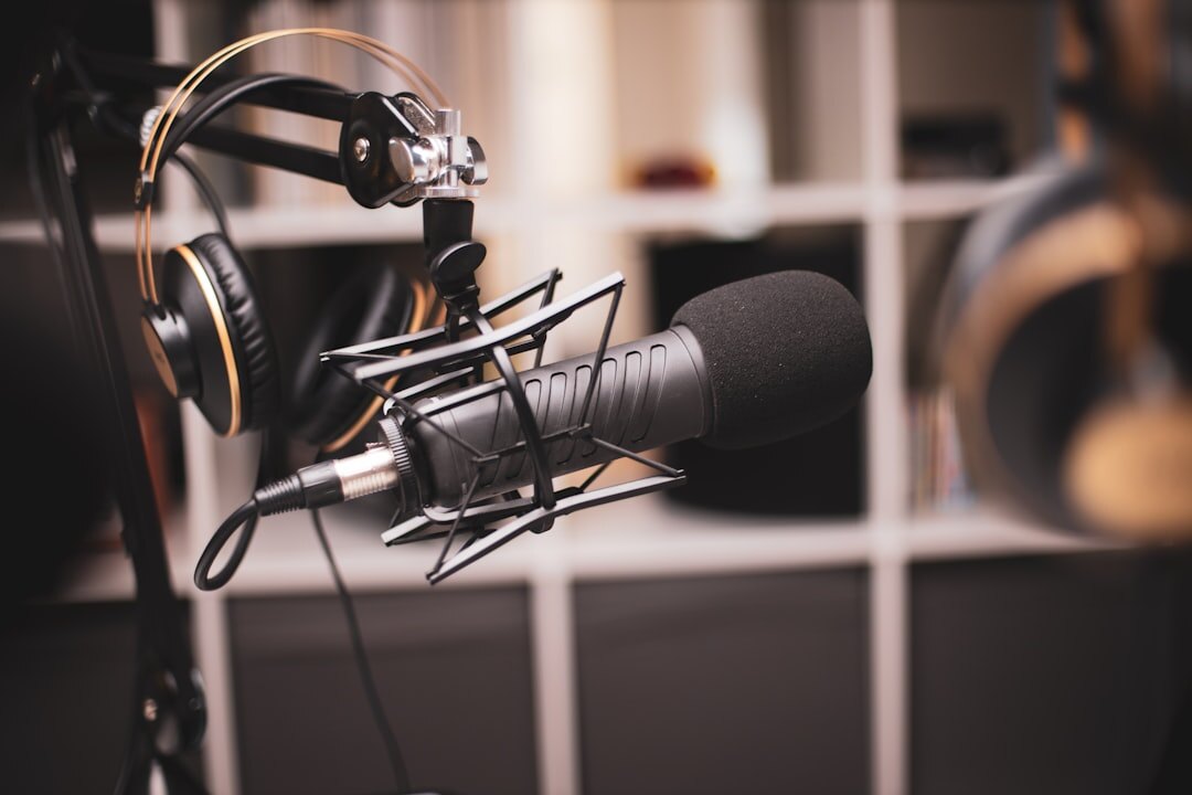 Podcast microphone and studio recording setup